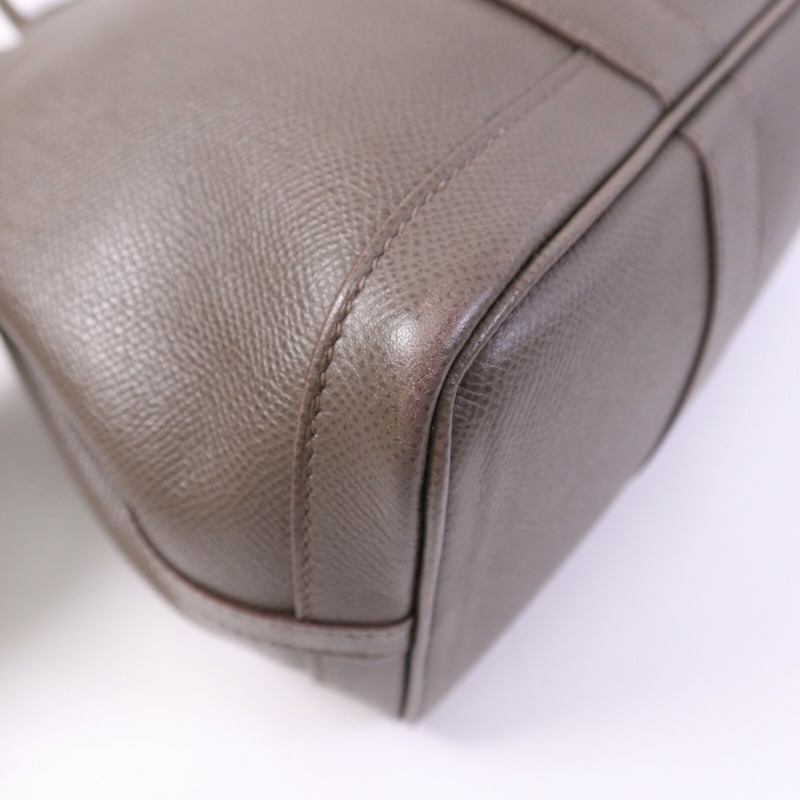 HERMES Epsom皮革Garden Party TPM銀扣手挽Etoupe袋-13