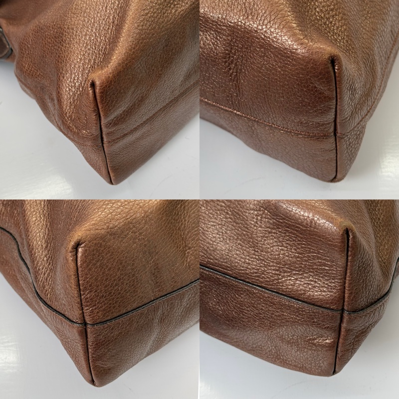 PRADA 普拉達 香檳棕牛皮肩背包-3