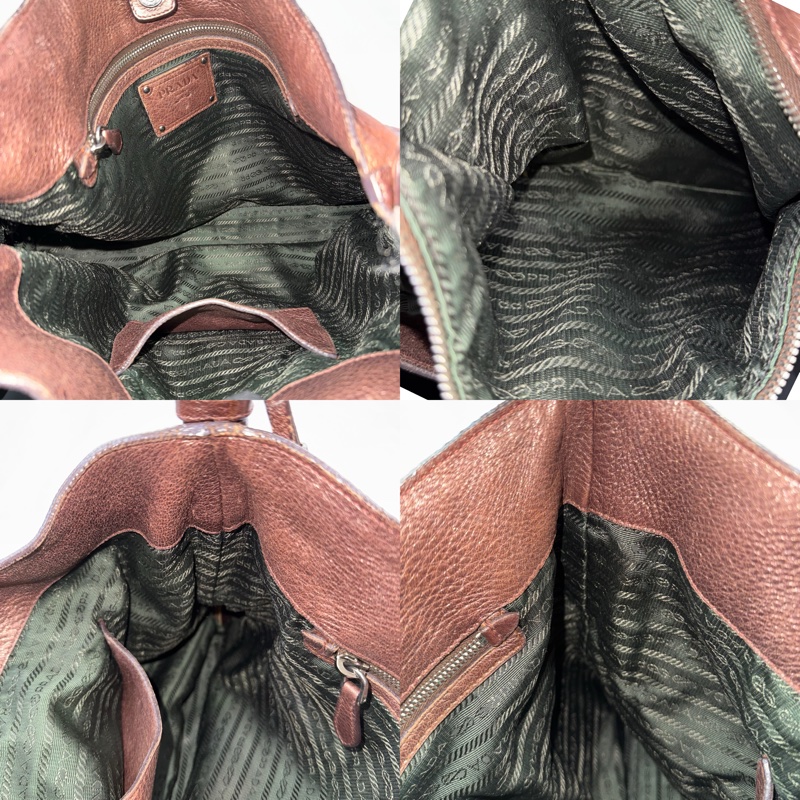 PRADA 普拉達 香檳棕牛皮肩背包-5