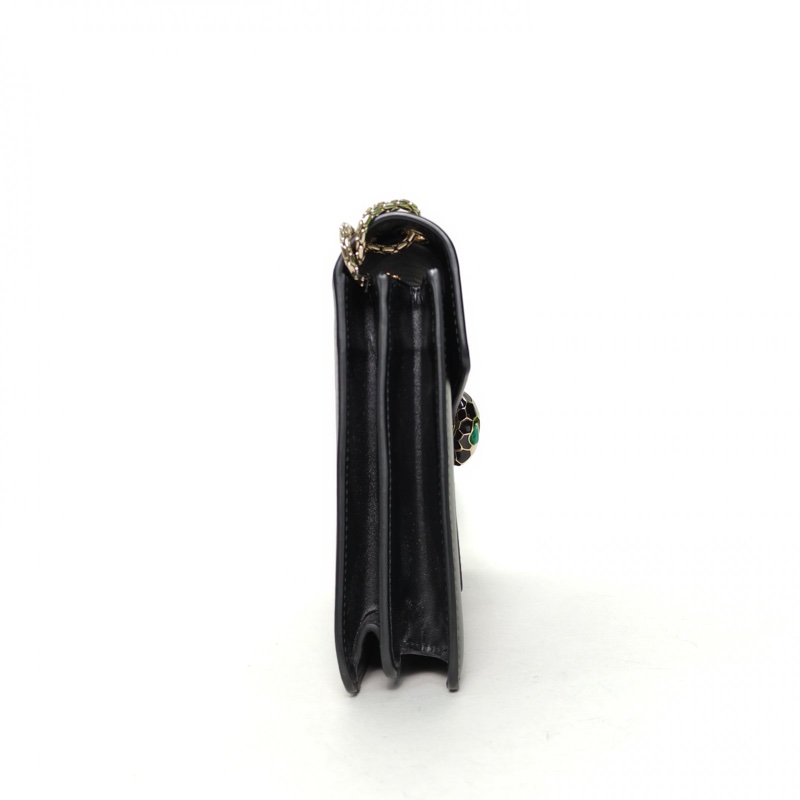 BVLGARI SerpentiForever風琴蛇頭包橫版黑色牛皮肩背包-1
