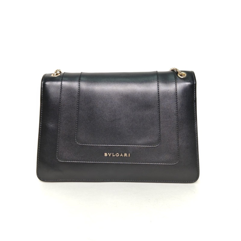 BVLGARI SerpentiForever風琴蛇頭包橫版黑色牛皮肩背包-2