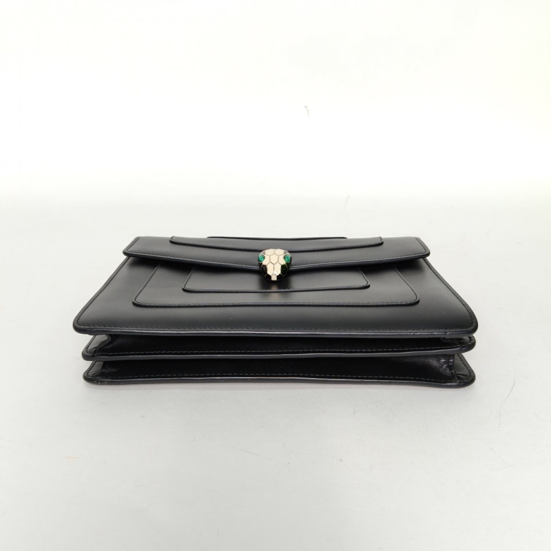 BVLGARI SerpentiForever風琴蛇頭包橫版黑色牛皮肩背包-3