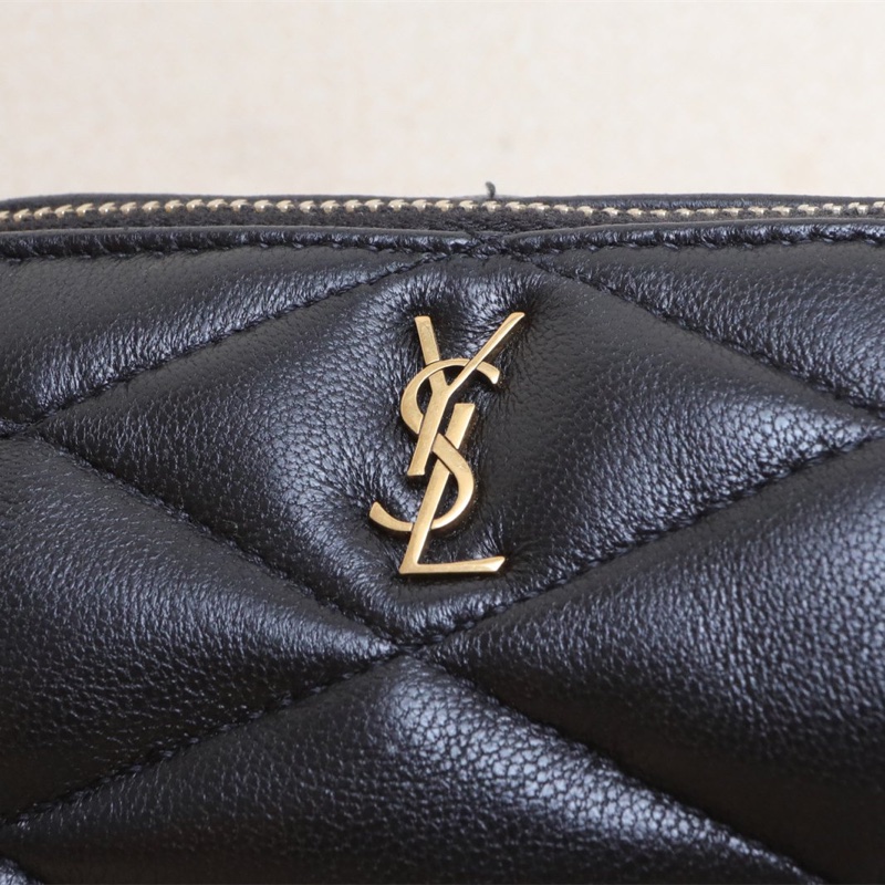 SAINT LAURENT Sade圓桶單肩腋下包Mini黑色羊皮金扣-4