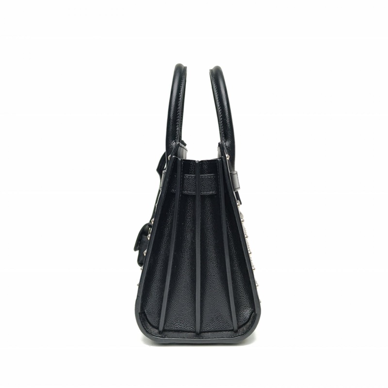 SAINT LAURENT ClassicSacDeJour風琴包nano22黑色牛皮肩背包-1