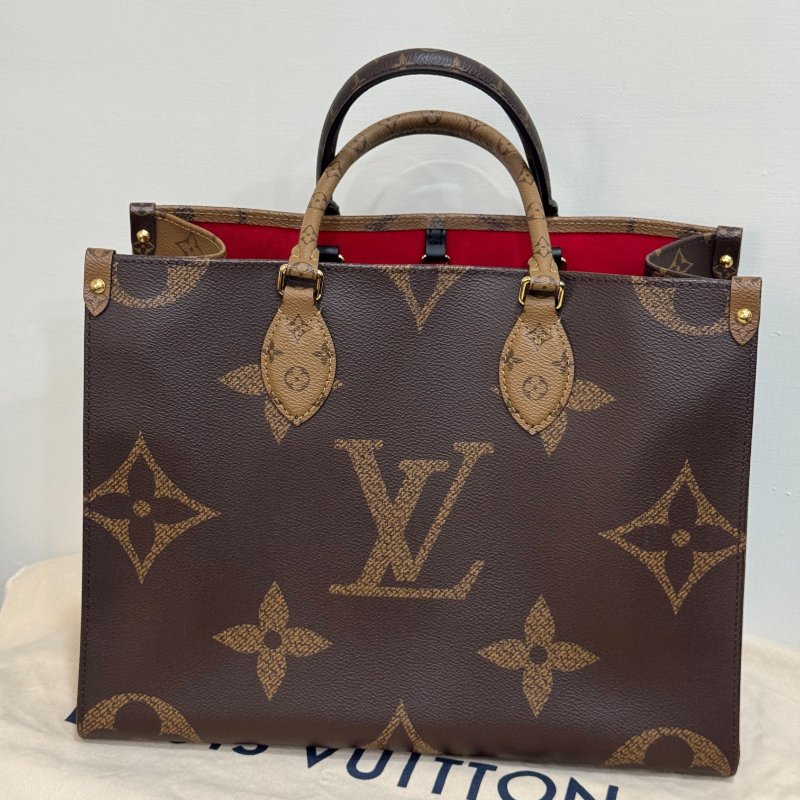 LV ONTHEGO MM 帆布手提肩背手提托特包-0