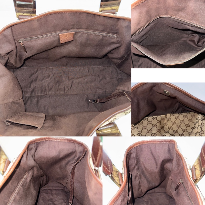 GUCCI 古馳 棕色GG帆布手提包 CANVAS 145758-5