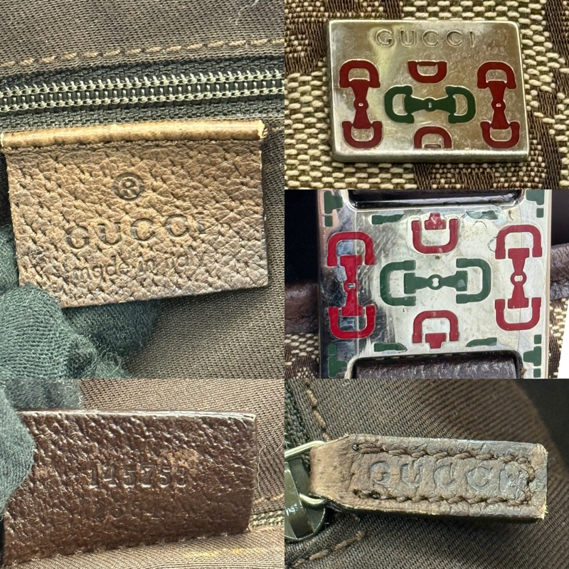 GUCCI 古馳 棕色GG帆布手提包 CANVAS 145758-6