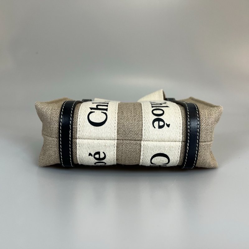 CHLOE 帆布拚黑色WOODY MINI 包-4