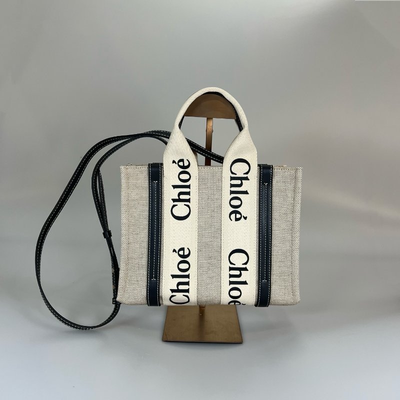 CHLOE 黑帆布WOODY SMALL包-0