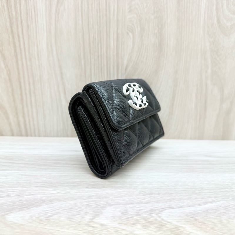 Chanel黑色荔枝皮熊貓配色19mini短夾-1