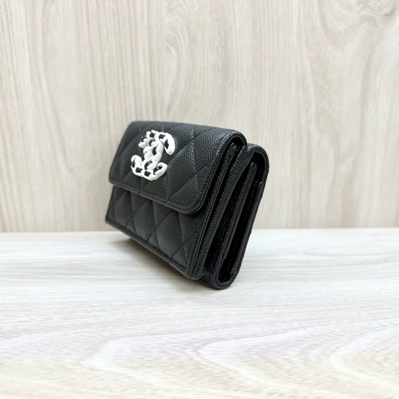 Chanel黑色荔枝皮熊貓配色19mini短夾-2