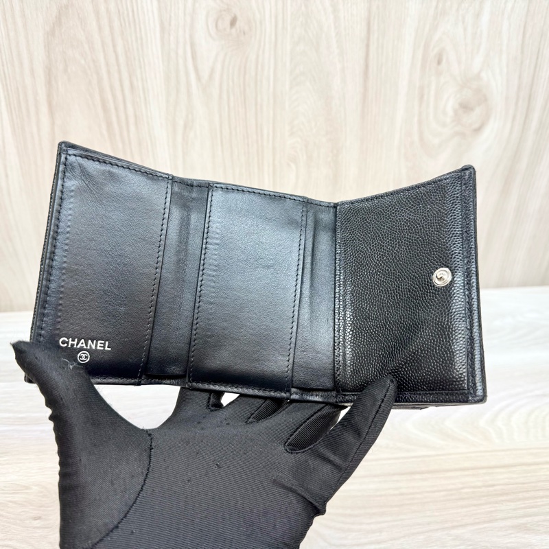 Chanel黑色荔枝皮熊貓配色19mini短夾-7