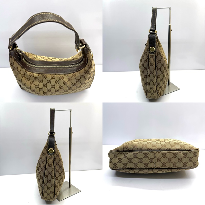 GUCCI 古馳 棕色GG帆布肩背包 153010-2