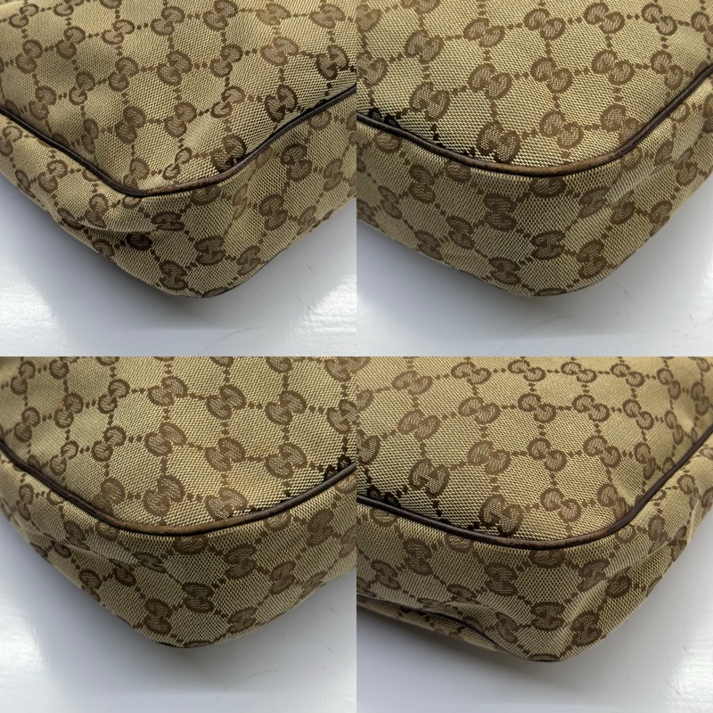 GUCCI 古馳 棕色GG帆布肩背包 153010-3