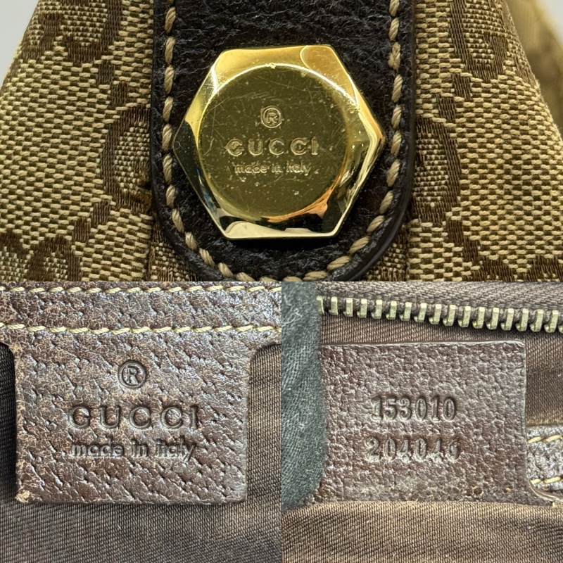 GUCCI 古馳 棕色GG帆布肩背包 153010-6