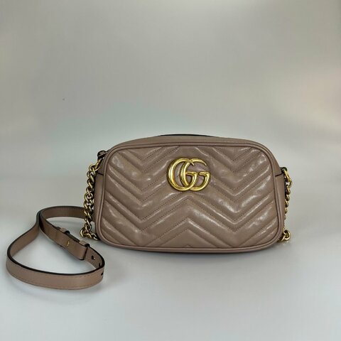 GUCCI 447632 藕粉Marmont相機包 24CM