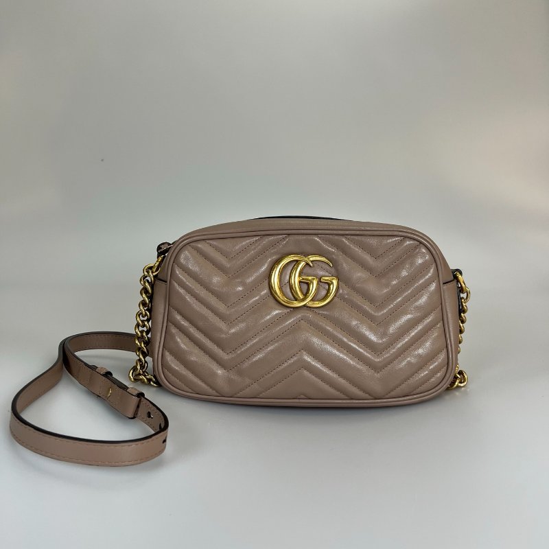 GUCCI 447632 藕粉Marmont相機包 24CM-0