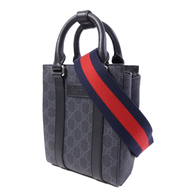 GUCCI 塗層帆布GG Supreme Mini銀扣手挽肩背兩用袋-2