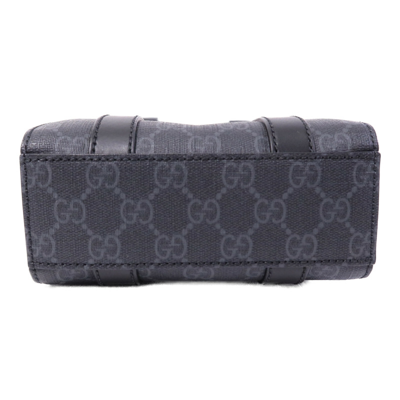 GUCCI 塗層帆布GG Supreme Mini銀扣手挽肩背兩用袋-3