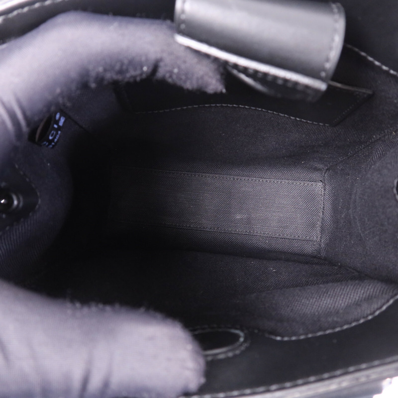 GUCCI 塗層帆布GG Supreme Mini銀扣手挽肩背兩用袋-4