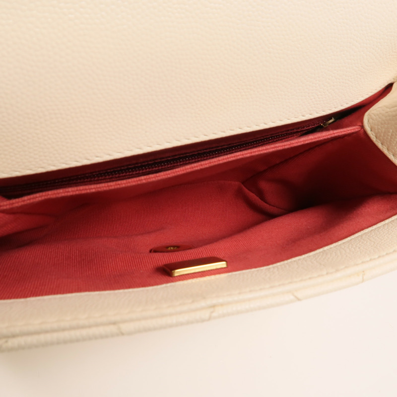 CHANEL 牛皮皮革Chain Shoulder金扣鏈帶手挽肩背兩用袋-4