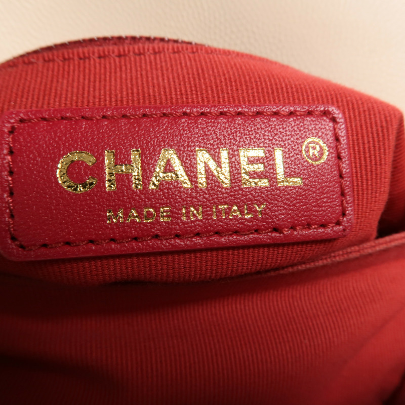 CHANEL 牛皮皮革Chain Shoulder金扣鏈帶手挽肩背兩用袋-5