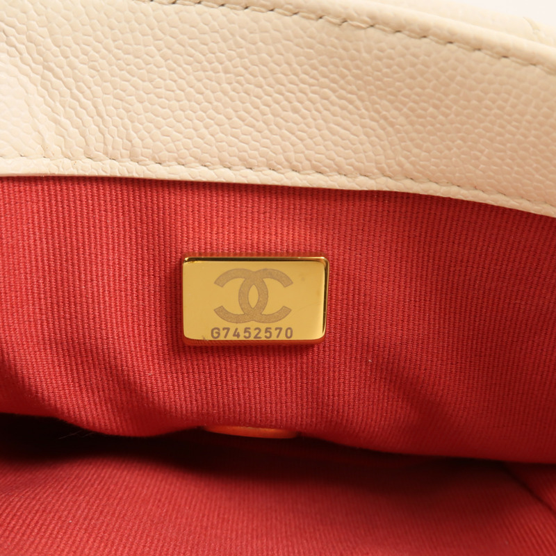 CHANEL 牛皮皮革Chain Shoulder金扣鏈帶手挽肩背兩用袋-6