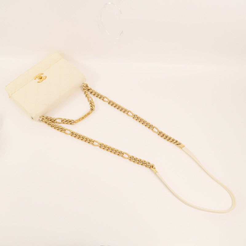 CHANEL 牛皮皮革Chain Shoulder金扣鏈帶手挽肩背兩用袋-8