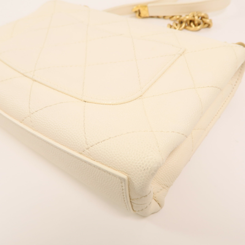 CHANEL 牛皮皮革Chain Shoulder金扣鏈帶手挽肩背兩用袋-11