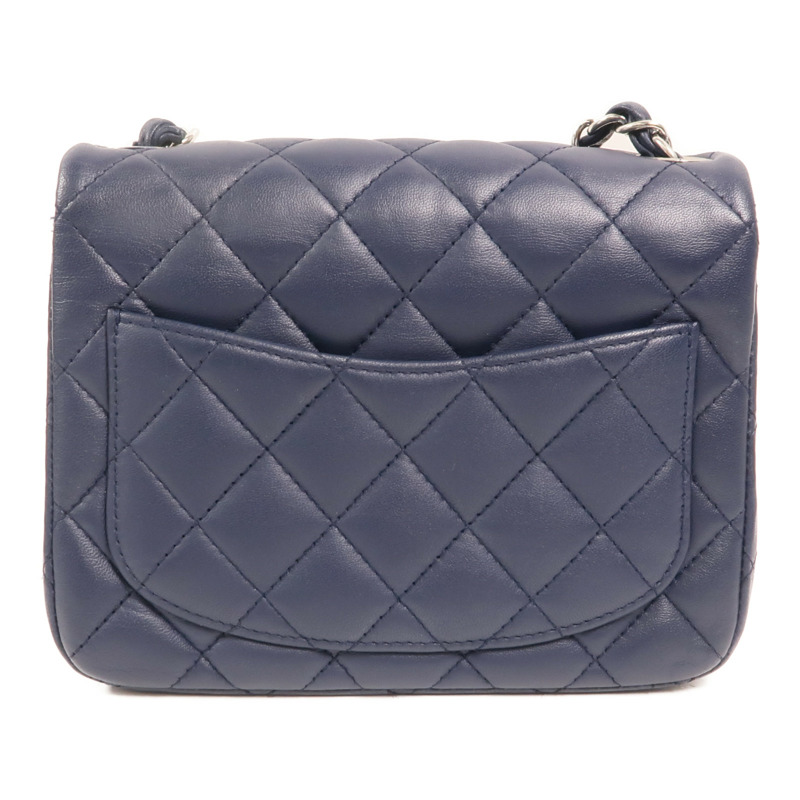 CHANEL 羊皮皮革Mini Classic 17銀扣鏈帶肩背袋-1