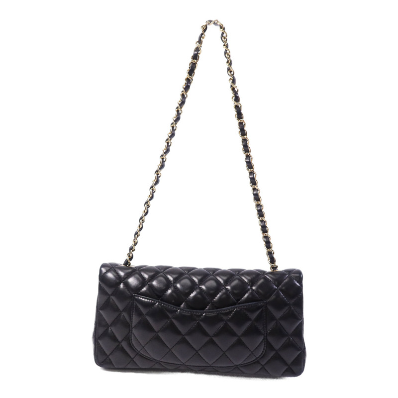 CHANEL 羊皮皮革Vintage Classic East West Flag Bag金扣鏈帶肩背袋-1