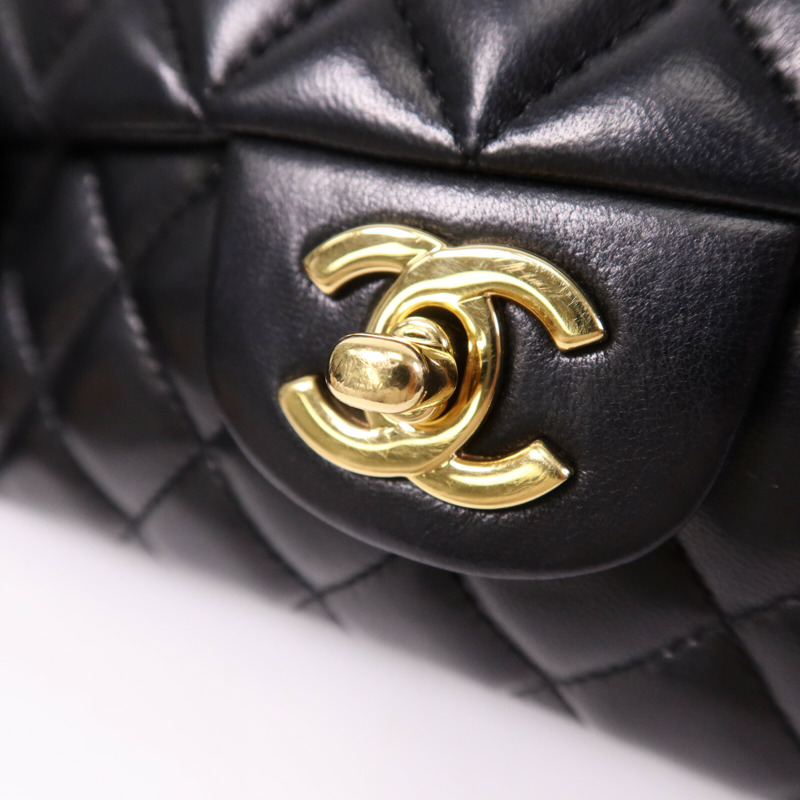 CHANEL 羊皮皮革Vintage Classic East West Flag Bag金扣鏈帶肩背袋-6