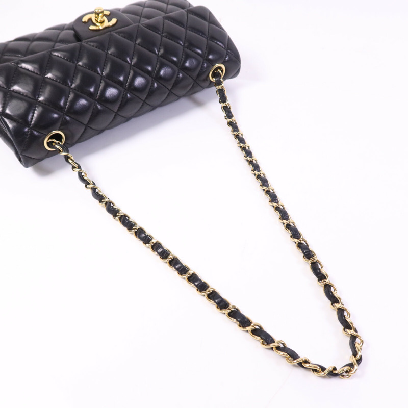 CHANEL 羊皮皮革Vintage Classic East West Flag Bag金扣鏈帶肩背袋-8