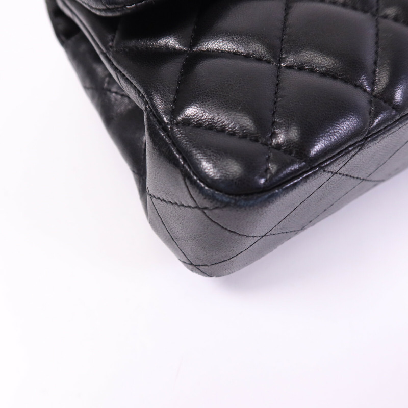 CHANEL 羊皮皮革Vintage Classic East West Flag Bag金扣鏈帶肩背袋-11