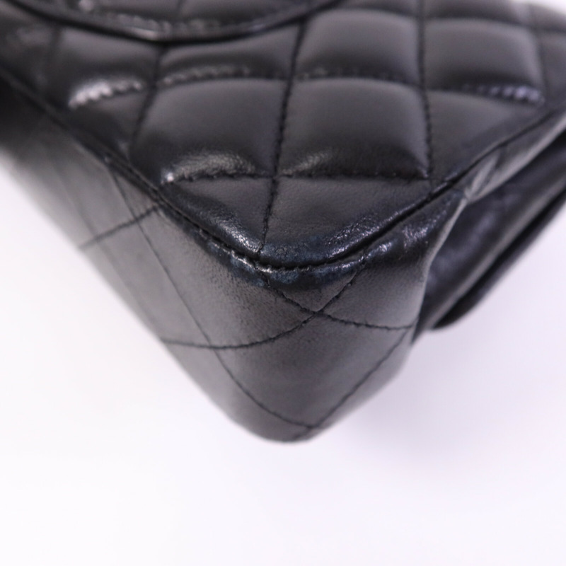 CHANEL 羊皮皮革Vintage Classic East West Flag Bag金扣鏈帶肩背袋-12