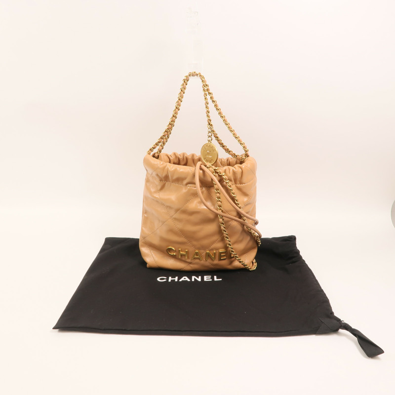 CHANEL 牛皮皮革Chanel 22 Mini金扣鏈帶肩背袋-8