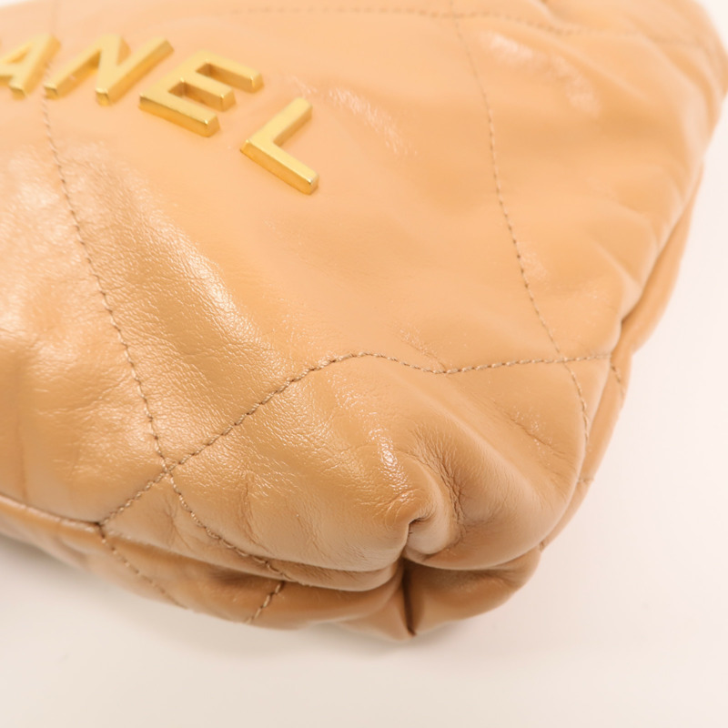 CHANEL 牛皮皮革Chanel 22 Mini金扣鏈帶肩背袋-9