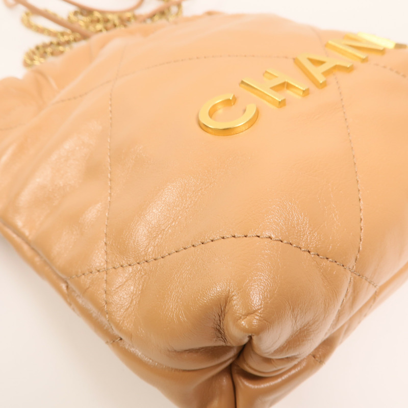 CHANEL 牛皮皮革Chanel 22 Mini金扣鏈帶肩背袋-10