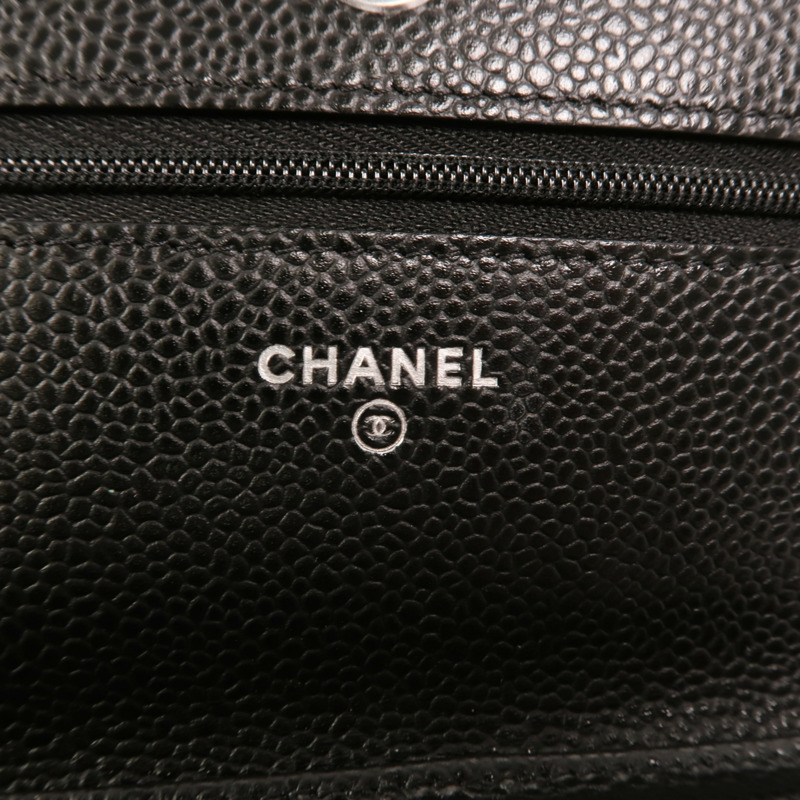 CHANEL 牛皮皮革Wallet On Chain銀扣鏈帶肩背袋-5