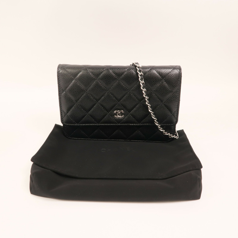 CHANEL 牛皮皮革Wallet On Chain銀扣鏈帶肩背袋-8