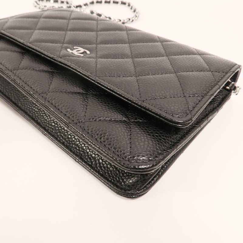 CHANEL 牛皮皮革Wallet On Chain銀扣鏈帶肩背袋-9