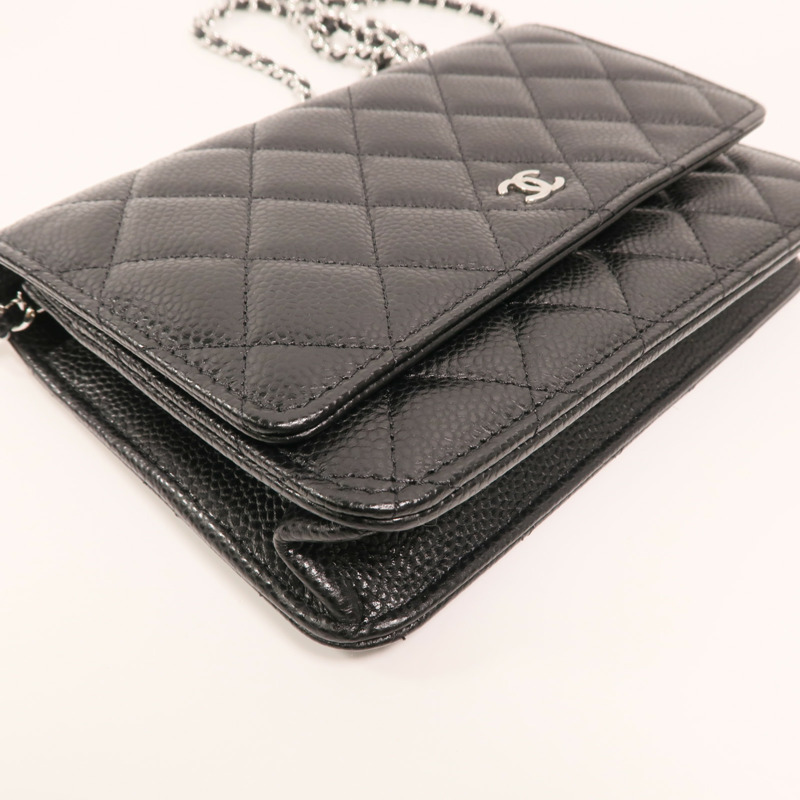 CHANEL 牛皮皮革Wallet On Chain銀扣鏈帶肩背袋-10