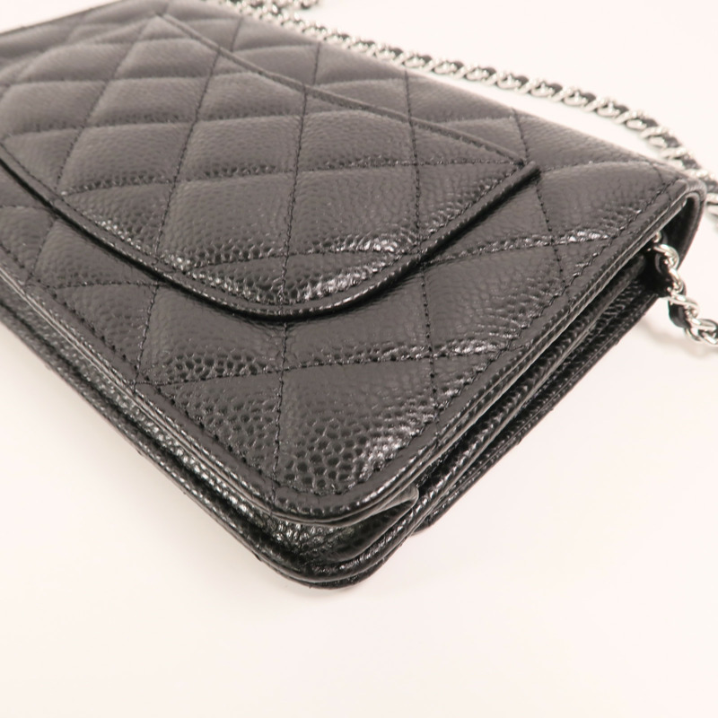 CHANEL 牛皮皮革Wallet On Chain銀扣鏈帶肩背袋-11