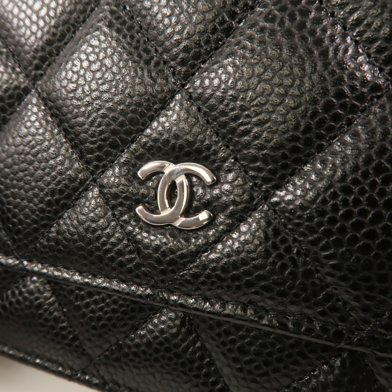 CHANEL 牛皮皮革Wallet On Chain銀扣鏈帶肩背袋-13