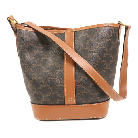 CELINE 塗層帆布Triomphe Small Bucket Bag金扣肩背袋