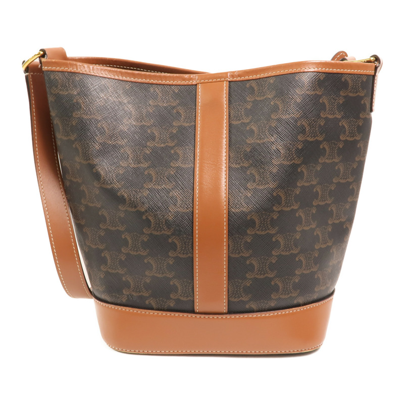 CELINE 塗層帆布Triomphe Small Bucket Bag金扣肩背袋-1