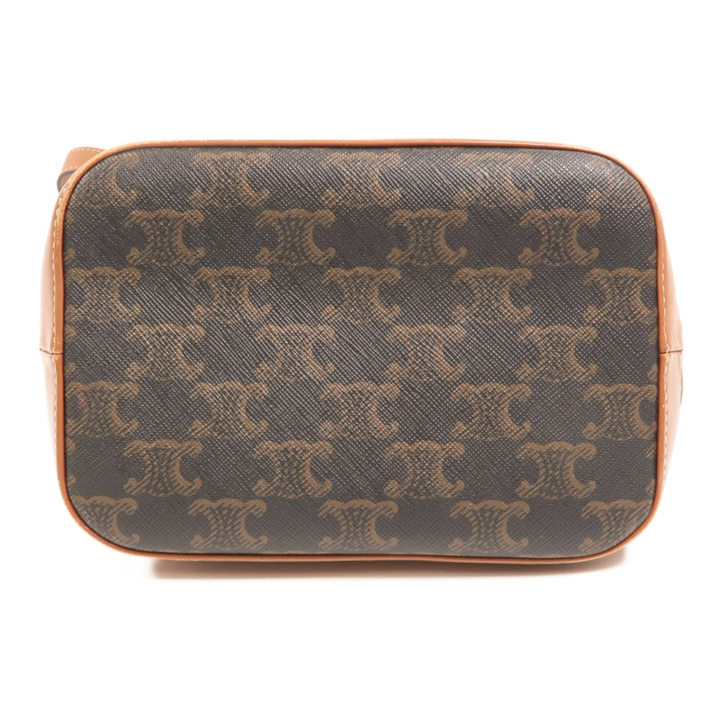 CELINE 塗層帆布Triomphe Small Bucket Bag金扣肩背袋-3