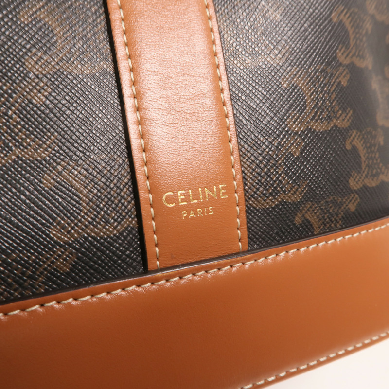 CELINE 塗層帆布Triomphe Small Bucket Bag金扣肩背袋-5