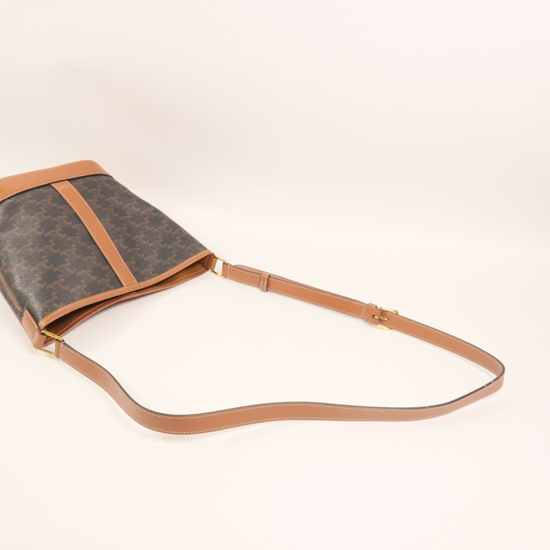 CELINE 塗層帆布Triomphe Small Bucket Bag金扣肩背袋-7