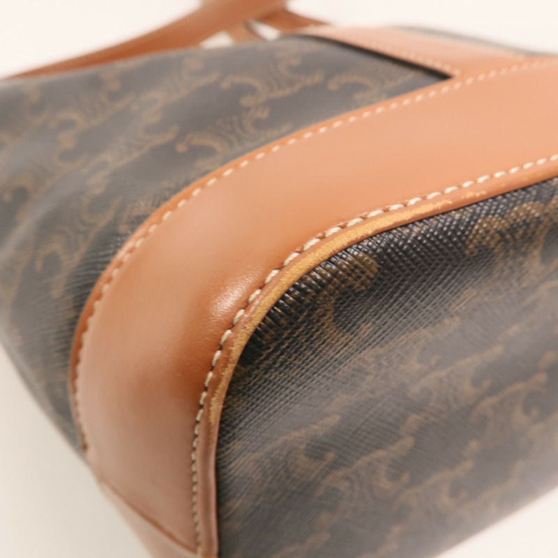 CELINE 塗層帆布Triomphe Small Bucket Bag金扣肩背袋-9